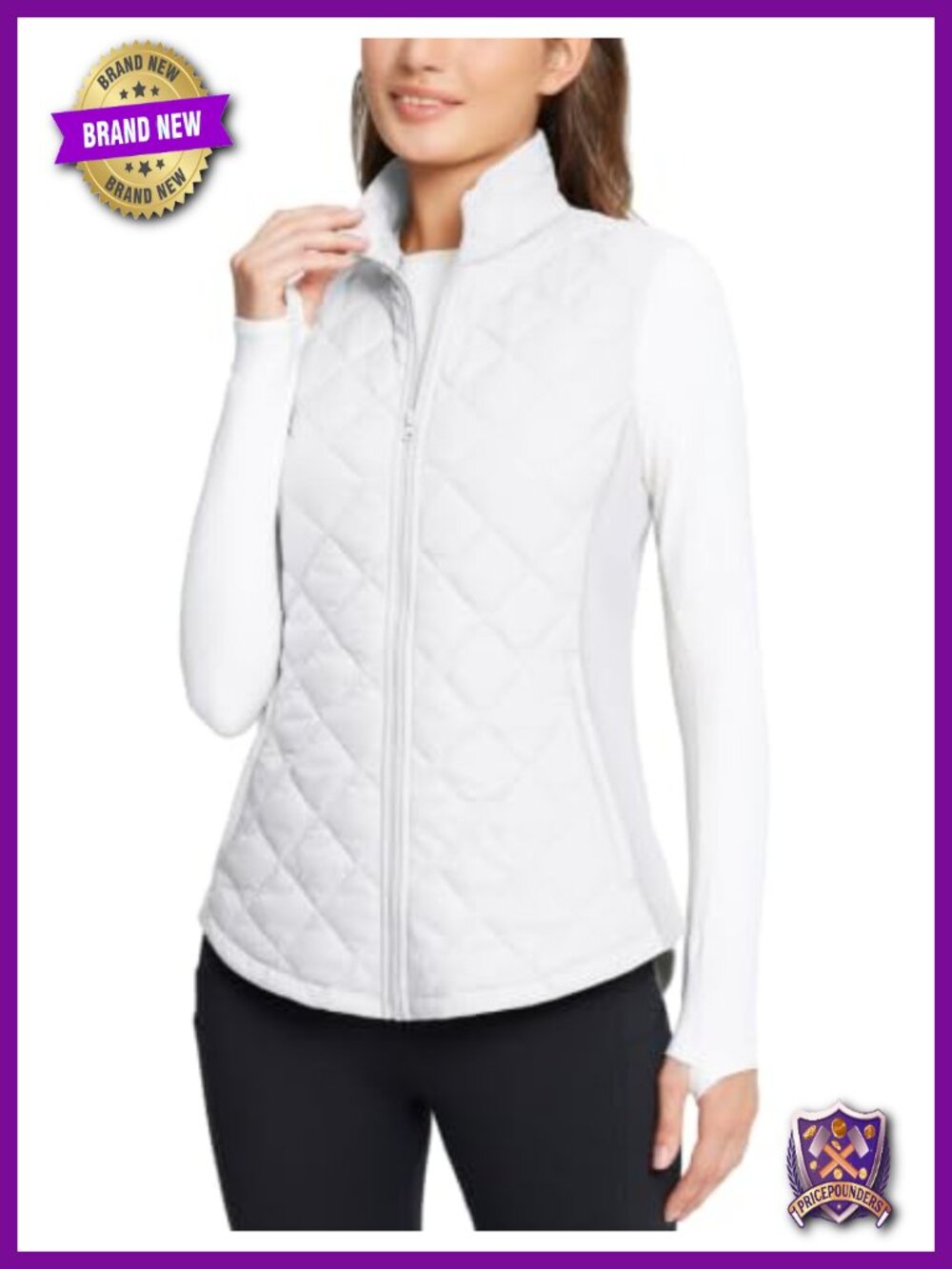 Women's Quilted Puffer Vest Lightweight Warm Zip Pockets